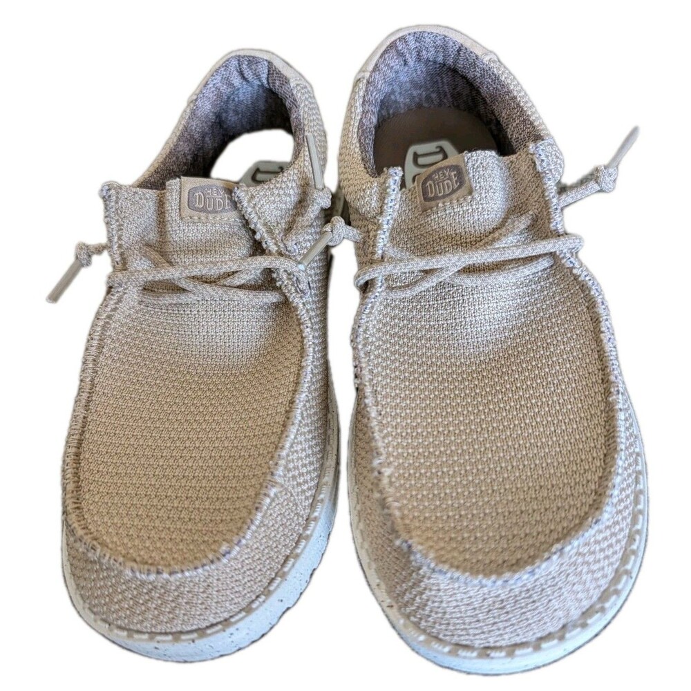 Hey Dude Wally Youth Sport Size J6 Lightweight Casual Comfort Shoes Tan